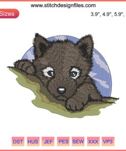 Cute Wolf Pup Embroidery Design, Animal Digital Stitching Pattern, Intricate Wolf Puppy Craft, DIY Creative Embroidery Download
