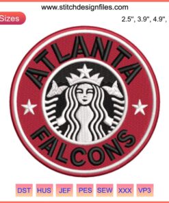 Atlanta Falcons Starbucks Logo Embroidery Design - NFL Sport Digital Stitching, Starbucks Cup Embellishment, Fan Gift Idea.