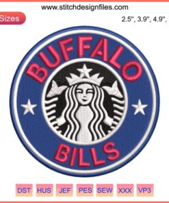 Buffalo Bills Starbucks Logo Embroidery Design | NFL sport logo digital stitching for embroidery enthusiasts.