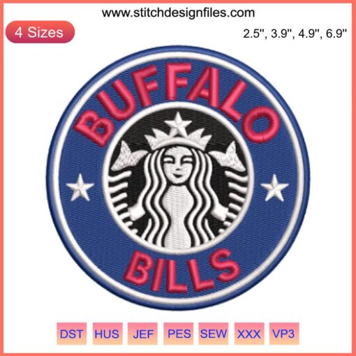 Buffalo Bills Starbucks Logo Embroidery Design | NFL sport logo digital stitching for embroidery enthusiasts.
