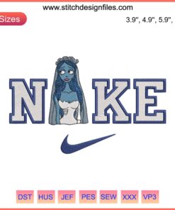 Emily and Victor Corpse Bride Embroidery Design, Digital Stitching, Nike, Gothic Art, Halloween Decor, Sewing Pattern