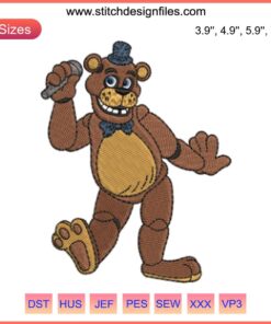Golden Freddy Five Nights Embroidery Design | Cartoon Digital Stitching | Unique Horror Game Character | DIY Sewing Pattern