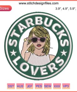Starbucks Lovers Taylor Swift Embroidery Design | Digital Stitching for Swifties | Cute Heart & Coffee Theme | DIY Pattern