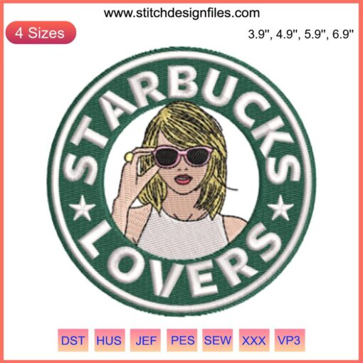 Starbucks Lovers Taylor Swift Embroidery Design | Digital Stitching for Swifties | Cute Heart & Coffee Theme | DIY Pattern