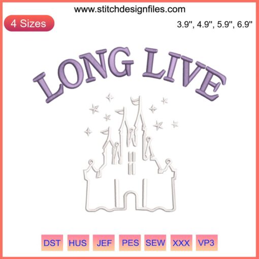 Castle Embroidery Design inspired by Taylor Swift's "Long Live" song, featuring intricate digital stitching elements.