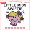 Little Miss Swiftie Embroidery Design featuring Taylor Swift-inspired Swifty digital stitching in vibrant colors.