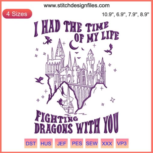 Taylor Swift "Long Live" Embroidery Design with Dragons, Digitizing File for Embroidery, I Had The Time Of My Life Theme