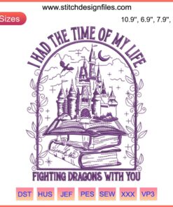 Dragons Embroidery Design - "I Had the Time of My Life" Taylor Speak Now Digitized File for Embroidery Lovers.