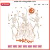 Dancing Skeletons Fire Embroidery Design | Halloween Digital Stitching Pattern | Spooky Decor Embroidering