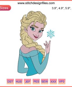 Elsa Frozen Embroidery Design | Disney Frozen Character Digitizing File | Intricate Embroidery Pattern