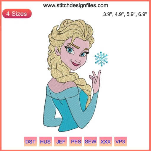 Elsa Frozen Embroidery Design | Disney Frozen Character Digitizing File | Intricate Embroidery Pattern
