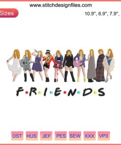 Friends Taylor Swift Eras Embroidery Design: Iconic era silhouettes & titles for DIY stitching | The Eras Tour Digital Pattern