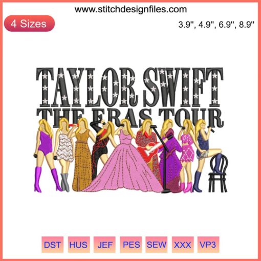 Taylor Swift The Eras Tour Embroidery Design | Digital Stitching | Music-Inspired Pattern | Trending Sewing Art