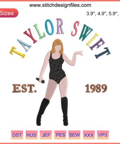 Taylor Swift Est. 1989 Embroidery Design, The Eras Tour, Retro Digital Stitching, Perfect for Fans, DIY Crafting
