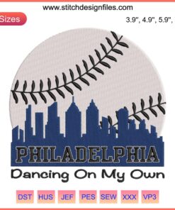 Philadelphia Baseball Skyline Embroidery Design | Dancing On My Own Digitizing File | Detailed Embroidery Art
