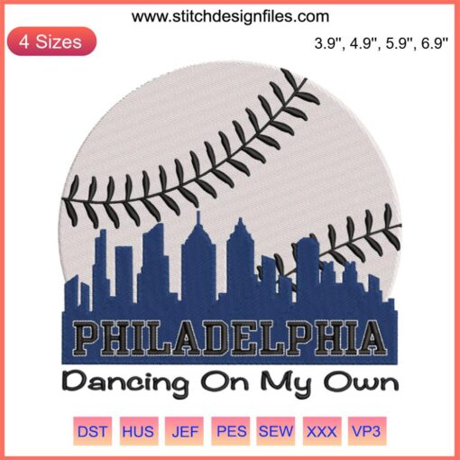Philadelphia Baseball Skyline Embroidery Design | Dancing On My Own Digitizing File | Detailed Embroidery Art