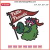Whimsical Phillies Phanatic embroidery design; detailed digital stitching of iconic Philly mascot, perfect for sports fans.