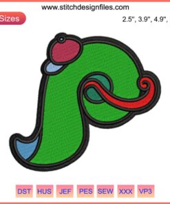 Philadelphia Mascot P Logo Embroidery Design: MLB Baseball Stitching, Red "P" on Blue, Digital Download, Machine Embroidery