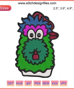 Embroidery design of Phillies Phanatic Mascot, perfect for Philadelphia Phillies fans. Digital stitching pattern.