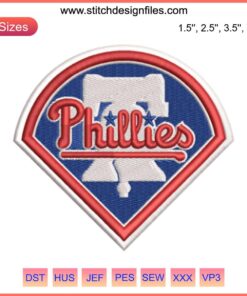 "Philly Logo Embroidery Design: Digital Stitching of Philadelphia Phillies Baseball Emblem"