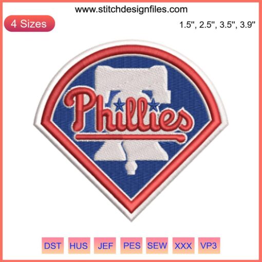 "Philly Logo Embroidery Design: Digital Stitching of Philadelphia Phillies Baseball Emblem"