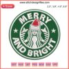 Merry and Bright Starbucks Embroidery Design featuring festive Christmas motifs; perfect for holiday digital stitching projects.