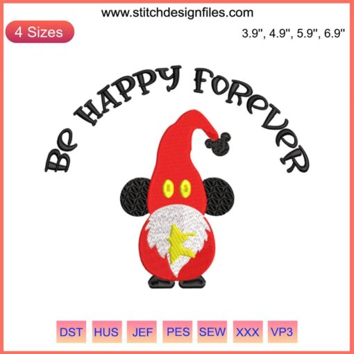 Christmas Gnome Embroidery Design: Be Happy Forever | Digital Stitching | Festive Gnome Art | Holiday Sewing Pattern