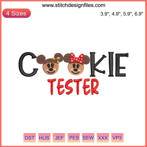 Mouse Gingerbread with Santa Hat Christmas Embroidery Design, Cookie Tester Stitched Digital Pattern, Festive DIY Craft