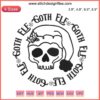 Creepy goth elf embroidery design, perfect for dark Christmas projects. Unique horror elf stitching, ideal for alternative holiday crafts.