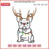 Christmas-themed French Bulldog embroidery design in festive colors, perfect for dog lovers' digital stitching projects.