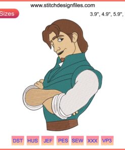 Flynn Rider Embroidery Design - Tangled Disney Stitching, Charming Character Art, Perfect for DIY Crafts & Sewing Projects