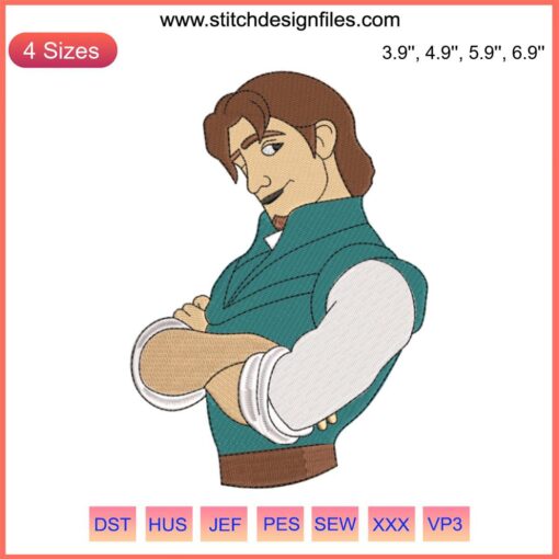Flynn Rider Embroidery Design - Tangled Disney Stitching, Charming Character Art, Perfect for DIY Crafts & Sewing Projects