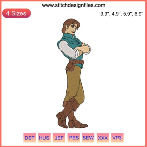 Prince Flynn Rider Embroidery Design | Disney Tangled | Digital Sewing Pattern | Cartoon Character Stitching