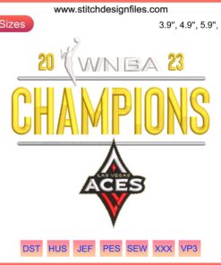 Las Vegas Aces 2023 WNBA Champions Embroidery Design, Sports Digital Stitching, Trendy Team Celebration Artwork