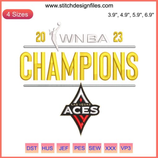 Las Vegas Aces 2023 WNBA Champions Embroidery Design, Sports Digital Stitching, Trendy Team Celebration Artwork
