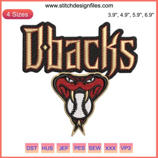 Arizona Diamondbacks embroidery design, Dbacks logo digital stitching, perfect for fans' apparel and accessories.