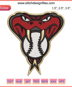 Arizona Diamondbacks Logo Embroidery Design, MLB Baseball Digital Stitching, Classic Team Emblem, Professional Sport Embroidery