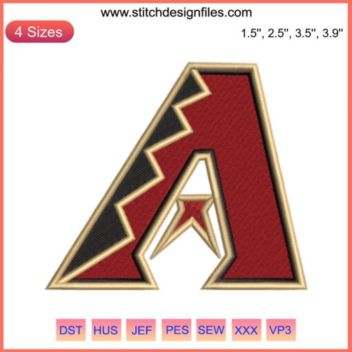 MLB Arizona Diamondbacks Embroidery Design, Digital Stitching Logo, Baseball Cap Motif, Sports Team Emblem Pattern