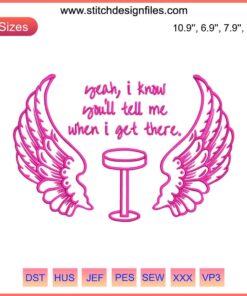Pink Singer Summer Carnival Embroidery Design: "When I Get There" vibrant digital stitching, playful warm-season theme.