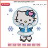 Hello Kitty Skating Embroidery Design: Cute Christmas stitch pattern featuring Hello Kitty on ice, perfect for winter crafts.