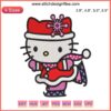 Hello Kitty ice skating embroidery design with festive Christmas dance theme, digital stitching, cute winter embroidery pattern.