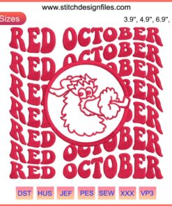 Embroidered Phillies Mascot Red October design, perfect for Phillies baseball fans, digital stitching, embroidery pattern.