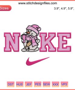Nike Snowman Embroidery Design, Christmas Cute Digital Stitching, Festive Embroidery Pattern, Holiday Stitch Art
