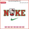 Nike Hello Kitty Christmas Embroidery Design featuring Hello Kitty in festive attire, perfect for cute digital stitching projects.