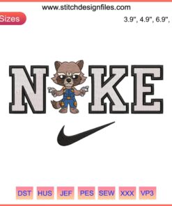 Rocket Raccoon Embroidery Design | Guardians of the Galaxy Digital Stitching | Nike Style Embroidery Pattern
