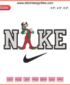 Goofy in Christmas Pajamas Embroidery Design | Disney Digital Stitching | Nike-Themed Festive Art
