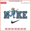Donald Duck in pajamas embroidery design, Disney Christmas digital stitching, Nike style, festive cartoon pattern.