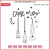"Hocus Pocus Witch Embroidery File | PES Format 'Come We Fly' Design | Halloween Digitizing Pattern"
