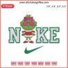 Nike Grinch Girl Xmas Embroidery Design featuring Grinch Couple Christmas Digital Stitching in festive colors.
