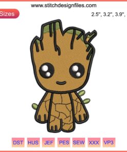 Cute Baby Groot Embroidery Pattern | Adorable Groot Marvel Digital Stitch Design | Perfect for Marvel Stitching Projects